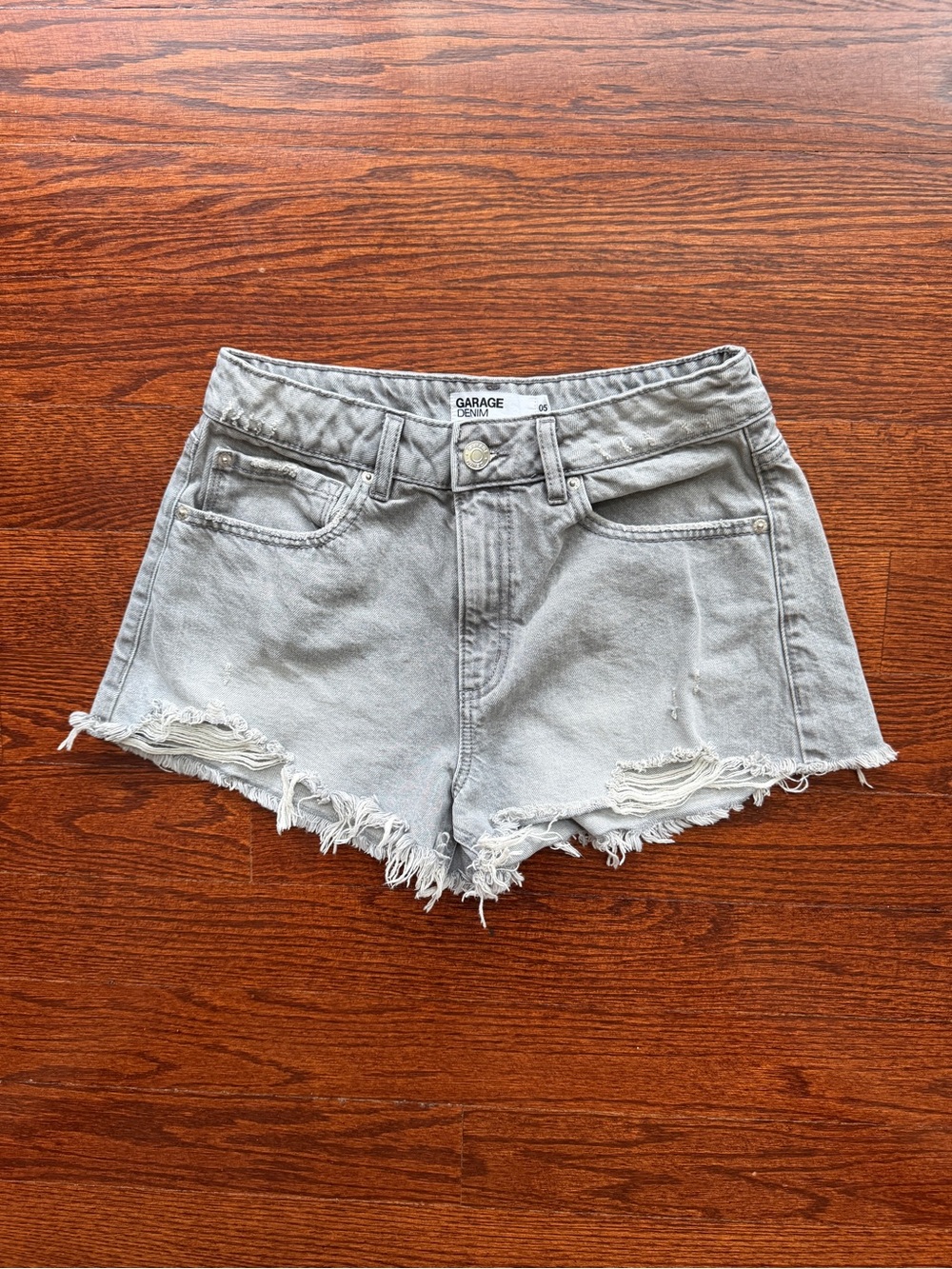Garage Light Gray Distressed Denim Shorts